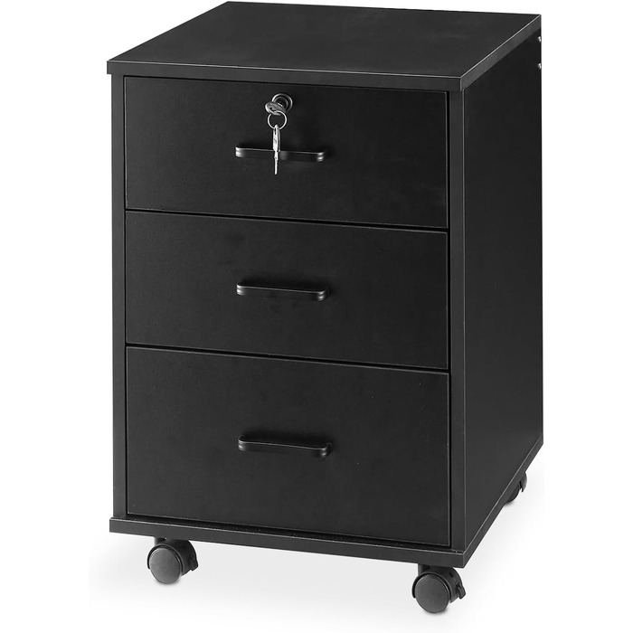 Тролейний контейнер TUKAILAI з 3 висувними ящиками, офісний шафчик на коліщатках, білий, для документів DIN-A4, Legal, Letter