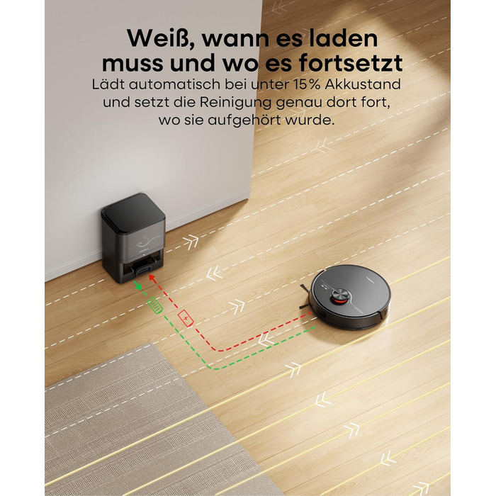 Робот-пилосос з функцією миття 5000Pa, потужний робот-пилосос з базою для самостійного очищення 3.5L, час роботи до 180 хвилин, навігація LiDAR, для збору шерсті тварин та прибирання килимів, керування через додаток, чорний