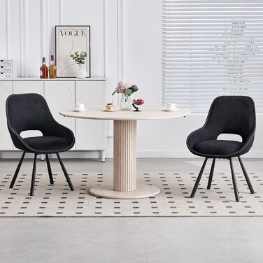 Набір з 6 обертових кухонних стільців, чорного кольору, з низькими підлокітниками, 180° оберт, автоматичне вирівнювання