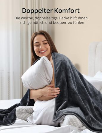 Електрична ковдра Evajoy з автовимкненням, 180x130 см, 7 режимів нагріву, таймер 9 годин, захист від перегріву, фланель, швидкий нагрів, пральна, для дому та офісу