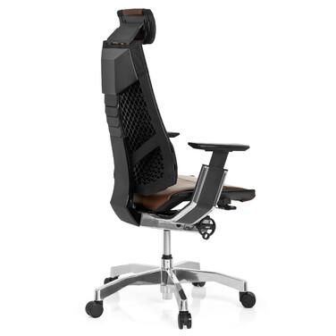 Крісло офісне GENIDIA PRO шкіряне коричневе hjh OFFICE