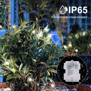 Льодогенератор 6 шт. Батарейки, 5M 50 LED, з таймером та пультом, 8 режимів, вологостійкий, теплий білий, для прикраси інтер'єру/екстер'єру, Різдва, саду, вечірки, весілля