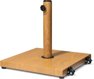 Підставка для парасольки на терасу, 18,1 кг, міцна квадратна підставка з бетону, ринкова підставка з текового дерева (з колесами)