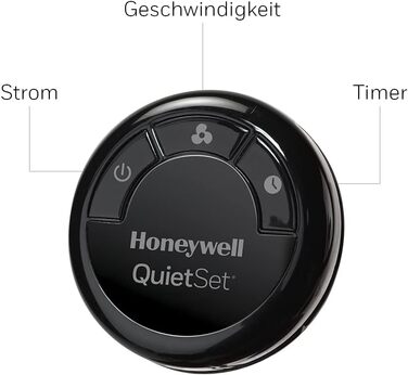 Осцилюючий баштовий вентилятор Honeywell QuietSet для всієї кімнати (5 налаштувань швидкості, коливання 80, функція таймера, автоматичне вимкнення освітлення, дистанційне керування) (HSF600, одинарний)