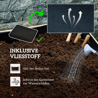 Підвищене грядка, стійке до погодних умов покриття, 4 колеса, натуральне дерево, 89 x 48 x 47 см
