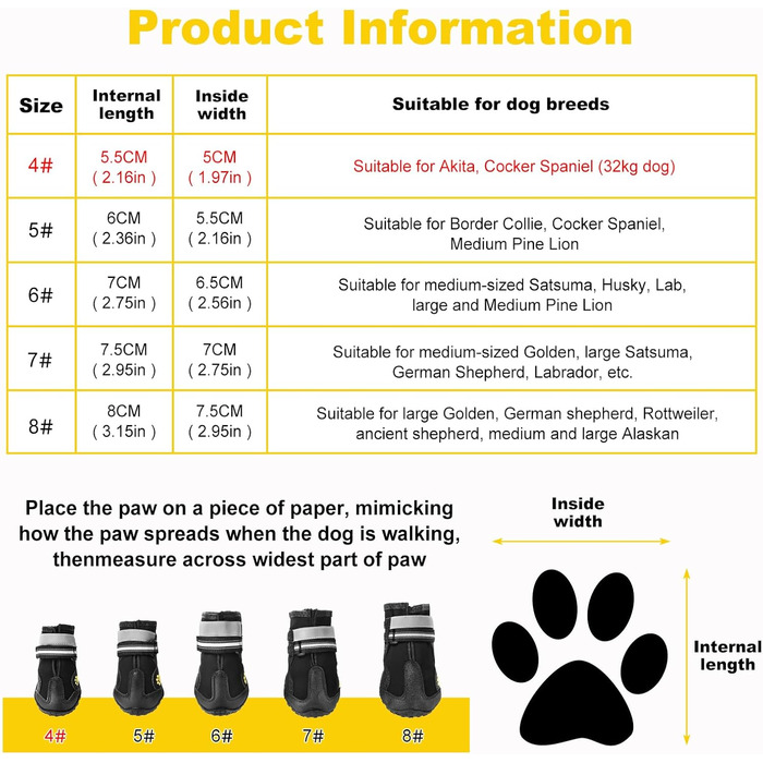 Водонепроникне взуття для собак з нековзною підошвою та світловідбиваючими ремінцями (розмір 4), 4 шт.