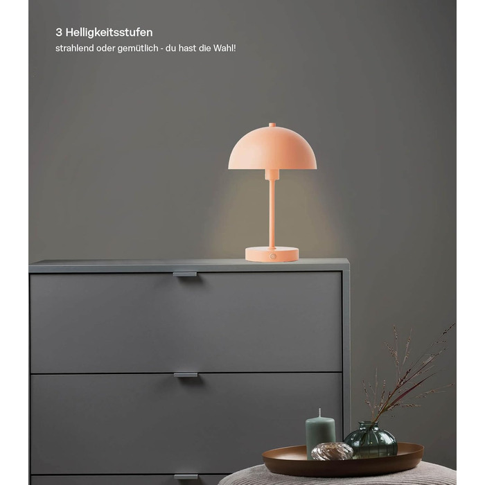 LED настільна лампа Mokebo® 'Leuchtturm' – бездротова, диммер, USB-C, ретро, металева, тепле світло