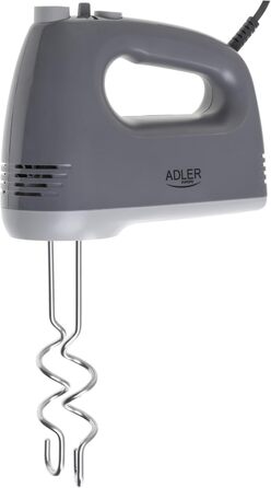 Міксер ручний ADLER 750W з насадками (вінчик, гак, лопатка, сепаратор) сірий