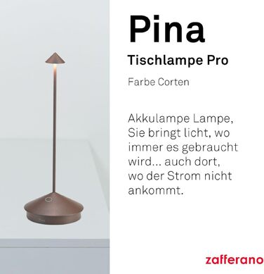 Zafferano Pina - Бездротова LED-лампа для дому та саду з торшетом Corten, сенсорне керування, димер, 2200-3000K, 29 см