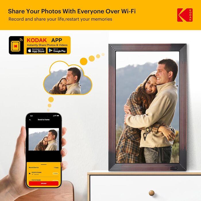 Цифровий фотоальбом Kodak 10 дюймів з Wi-Fi, 32GB, IPS HD сенсорний екран, авто-поворот, для дому та офісу