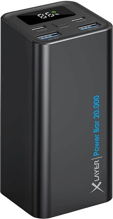 Power Bank XLayer Powerbar 65W 20000mAh з PD, USB-C, швидкою зарядкою та цифровим дисплеєм. Сумісний з MacBook Pro, iPad, iPhone, Surface Go, Steam Deck