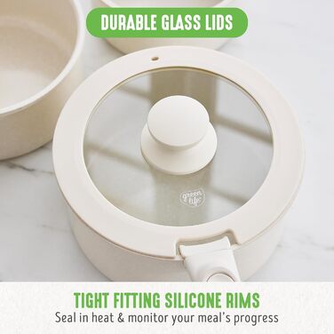 Набір кухонного посуду GreenLife 10 предметів з антипригарним покриттям, знімними ручками та стійким до утворення накипу, нетоксичний, без PFAS, для індукційних плит, економний, з сервірувальними тарілками