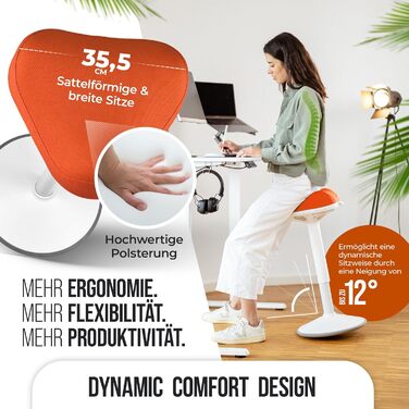 Офісний стілець SH-01 Zip з знімним чохлом | Ергономічний стілець-пуф | З сертифікатом IGR | Для роботи та відпочинку | З ефектом гойдання | Регульована висота 58-83 см (Чохол, Оранжевий)