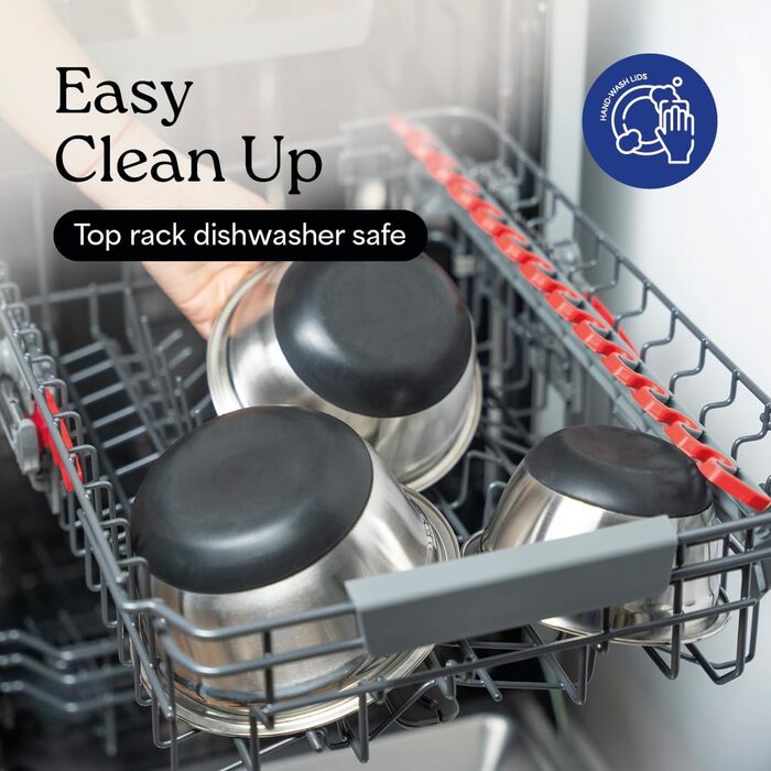 Набір місок для перемішування з нержавіючої сталі WHYSKO | Контейнери для зберігання продуктів, міски для кухні та холодильника | Екологічні, міцні (з чорними кришками)