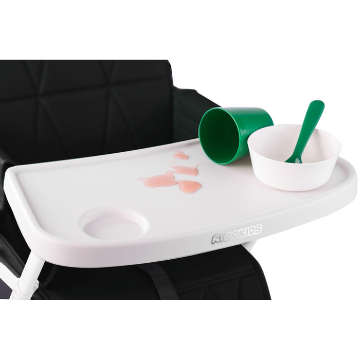 Дитячий стільчик RicoKids для годування - стілець для малюків 6-36 місяців, знімний столик, м'яке сидіння, чорно-білий