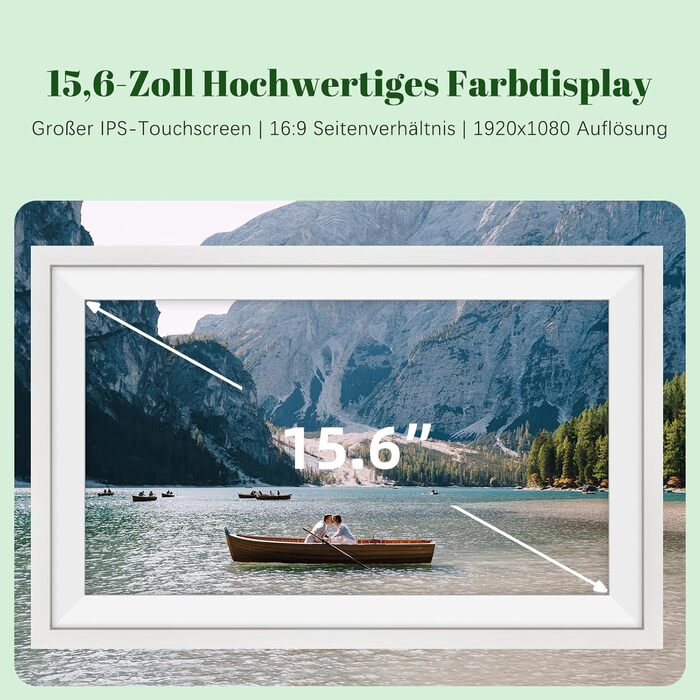 Цифровий фоторамка Eptusmey з Wi-Fi, 10.1 дюймів, корпус з дуба, 32GB, HD IPS сенсорний екран 1280x800, відтворення фото/відео через Uhale APP, подарунок для чоловіків та жінок, колір: білий дуб