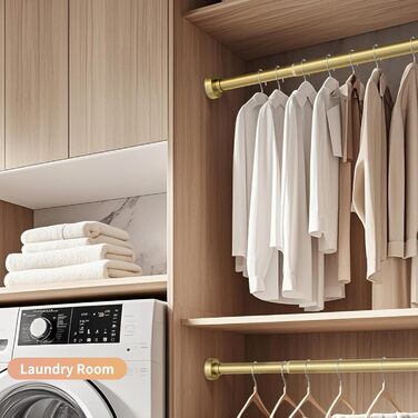 Штанга для душу, золота, 86-167 см, нержавіюча сталь, регульована, з пружинним натягом, антиковзаюча, без свердління, для ванної кімнати, гірлянда, вікно, золото 34'-66”