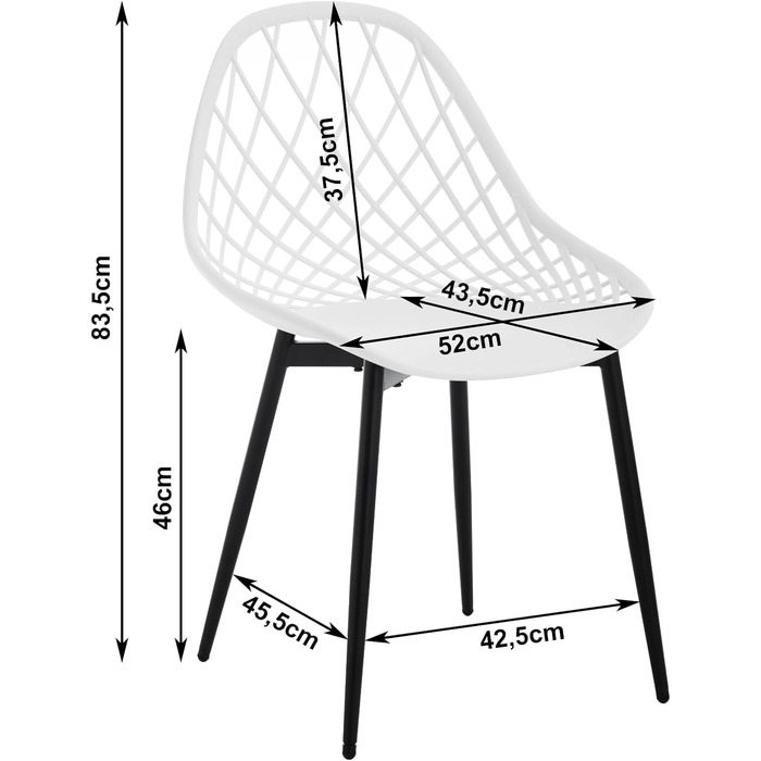 Стілець для їдальні, кухні, вітальні, балкон - сучасний, білий, пластик, металеві ніжки, комплект з 8 шт. K0018EZS-4