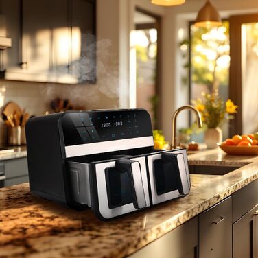 Фритюрниця повітряна LEHMANN XXL з 2 камерами (9л) - 13 програм, Touchscreen, антипригарне покриття