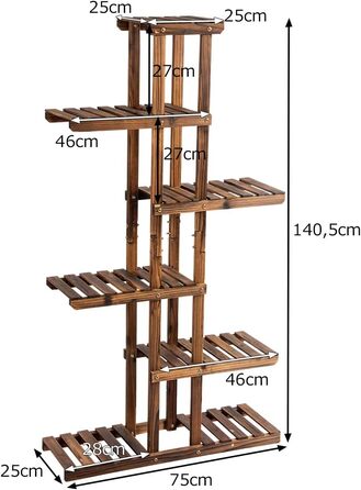 Деревна полиця для рослин COSTWAY, 6-ярусна підставка для квітів, квіткові сходи для балкона/патіо/саду