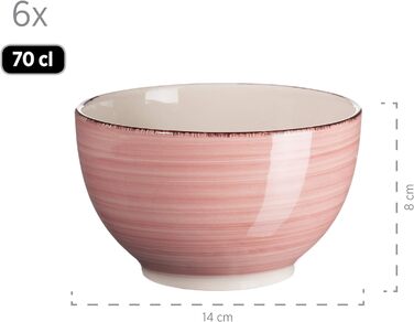 Набір вінтажного посуду 30шт на 6 персон Керамічний обідній сервіз з ручним розписом Керамограніт (рожевий)