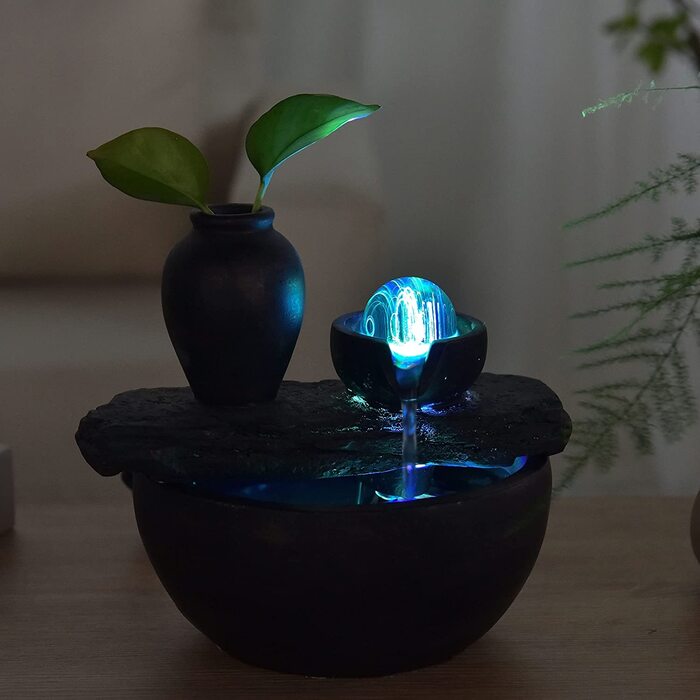 Настільний фонтан Zen'Light Soli з вазою 19x21x17 см чорний