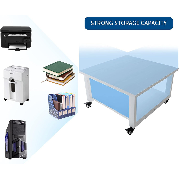 Підставка для принтера Natwind, 50x50x32 см, 2 яруси, з полицею для паперу, на колесах, для дому та офісу