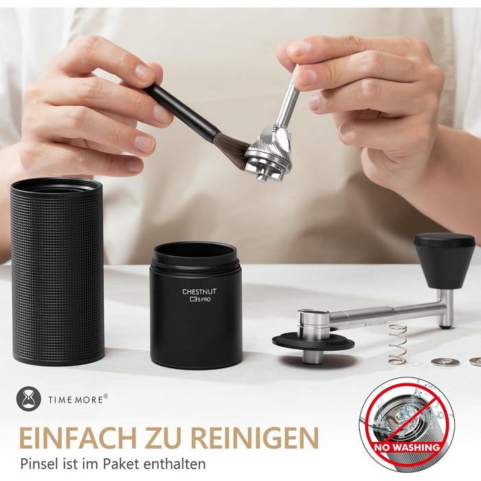 Ручна кавомолка TIMEMORE Chestnut C3s PRO: для еспресо та френч-прес, чорна