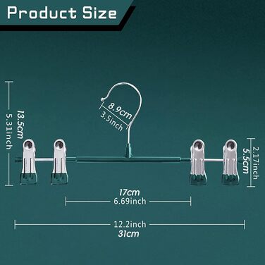 Металева вішалка для штанів 30 см з нековзними затискачами, економія місця для штанів, спідниць, нижньої білизни (20 шт. ) Сірий