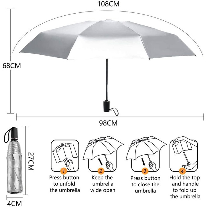 Парасолька CUBY, парасолька, зовнішній захист від ультрафіолету Жіноча автоматична складна парасолька вітрозахисна від дощу, міні-парасолька кишенькові парасольки з 8 ребрами для дорослих та дітей Парасолька для подорожей (синя)