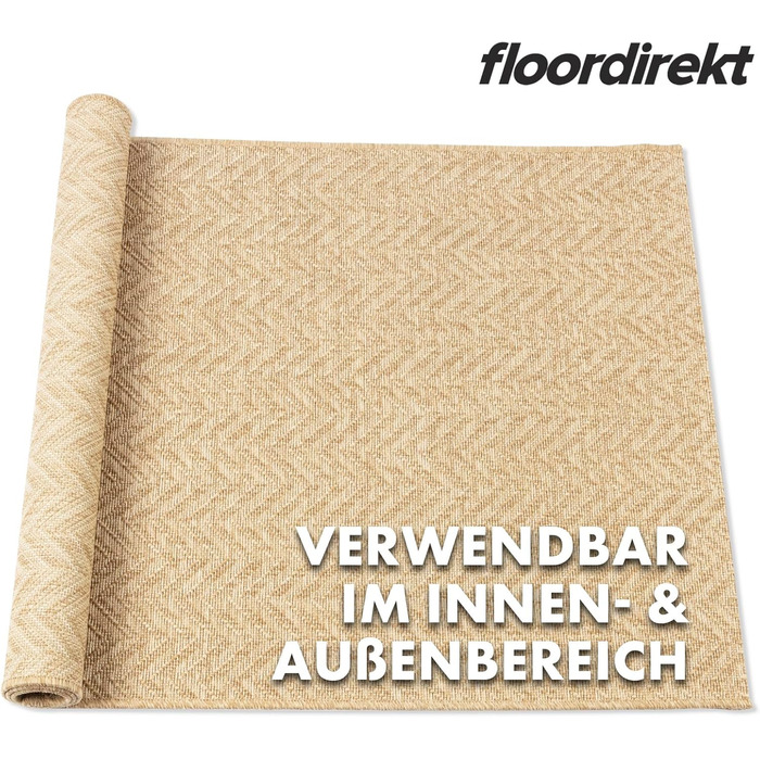 Килим Floordirekt Outdoor стійкий до атмосферних впливів та ультрафіолету, міцний, миється, 80x150 см, Cheron Beige