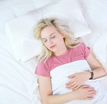 Ортопедична подушка Elviros з memory foam для сну на боці, підтримка шиї, зменшує біль у шиї та плечах, 64 x 12,5/10,5 x 38 см