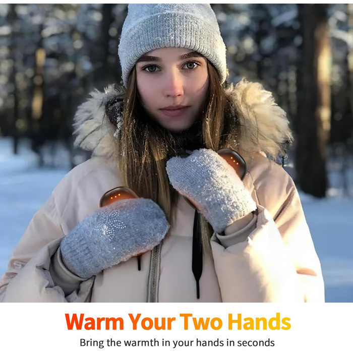 Електричні грілки для рук, 2 шт. - багаторазові, з 3 режимами нагріву, для дітей та дорослих (сірий)