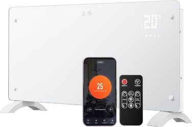 Конвектор DONYER POWER 2500W з Wi-Fi, 24H таймер, дистанційне керування, ультратонкий, настінний/підлоговий, білий