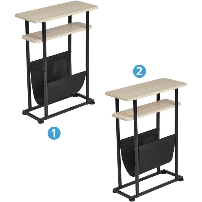 Маленький журнальний столик з тримачем для журналів 2 в 1, вузький, для вітальні/тумбочки (дуб)