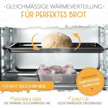 Форма для випікання хліба з кришкою та кошиком для підйому тіста - Robuste 28 см, чавун - ідеальна для хліба, тостів, випікання в чавунному горщику, аксесуари для випікання, парова шапка з лавовими каменями