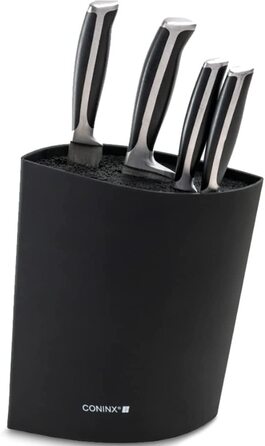 Ножовий блок Coninx без ножа-Сучасний ножовий блок чорного кольору з гнучкими ребрами-універсальний тримач для ножів-стильний Кн