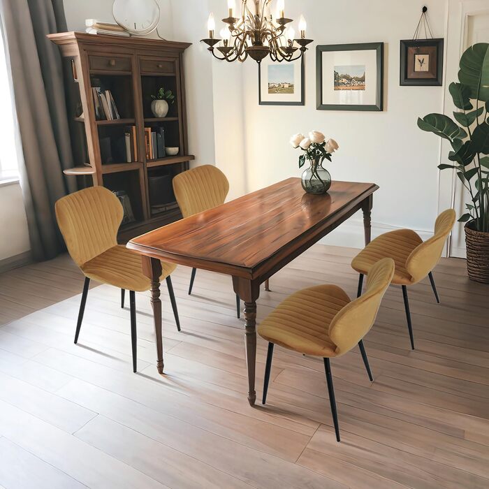 Набір з 2-х обідніх крісел CangLong, м'який крісло-релакс для кухні, їдальні та вітальні, гостьові крісла з масивними дерев'яними ніжками (колір: коричневий)