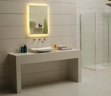 Дзеркало для ванної кімнати Dr. Fleischmann GS084N з LED-підсвічуванням (80 x 60 см, тепле біле світло)