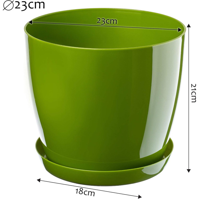 Набір горщиків для квітів KADAX (3 шт.) – зелений, 20/23 см | Пластикові горщики для дому, підвіконня, кімнатні рослини та трави