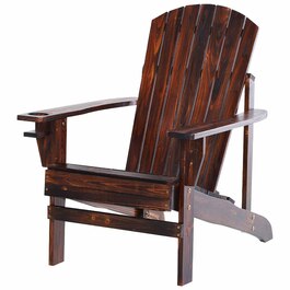 Садове крісло Outsunny Adirondack з підсклянником, обвуглене тверде дерево, 72.5 x 97 x 93 см, ідеально підходить для балкона та патіо