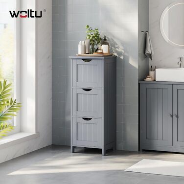 Шафка для ванної кімнати WOLTU, вузька, з 3 висувними ящиками, 32 x 30 x 81 см, для ванної, вітальні, спальні, кухні, сучасний дизайн, білий колір, BZS123ws