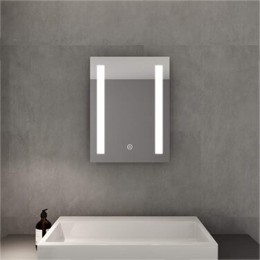 Елегантне дзеркало для ванної кімнати з LED-підсвічуванням 45x60 см, холодне біле світло, IP44, енергозбереження, для ванної кімнати, настінне