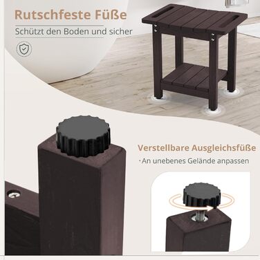 Лавка для душу LUE BONA HDPS з підставкою для гоління ніг, водонепроникний стілець для ванної кімнати, стійкий до погодних умов, антиковзний, з ручками, для внутрішнього та зовнішнього використання (Espresso)