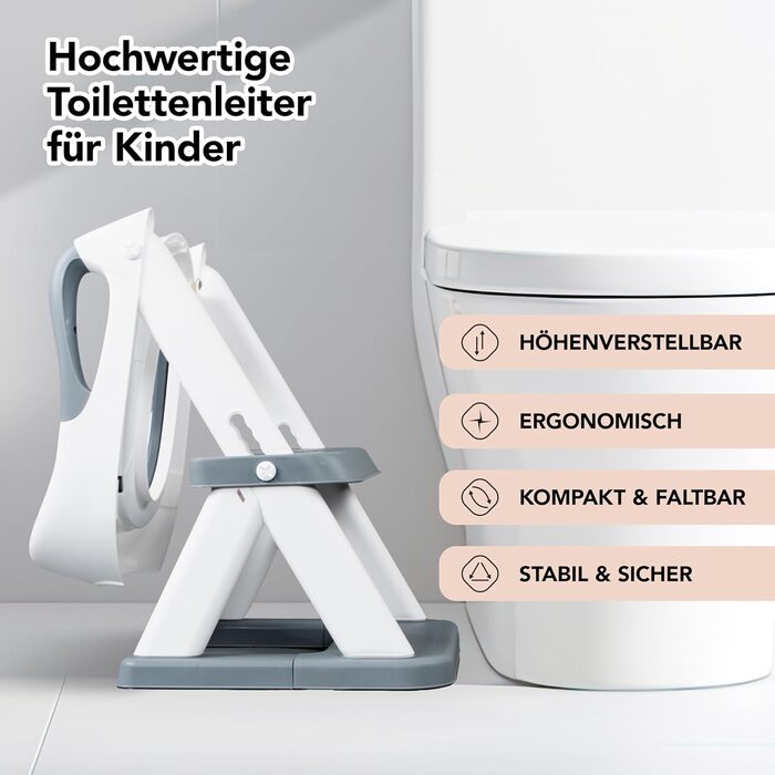Дитячий унітаз-сходи KidzCorner з регульованою висотою, складаний, для привчання до горщика та як підніжка