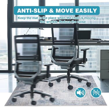 Килимок під офісне крісло 90x120 см, захист для підлоги, антиковзаюча підкладка, для ламінату та плитки (120 x 150 см, блакитно-сірий абстрактний)