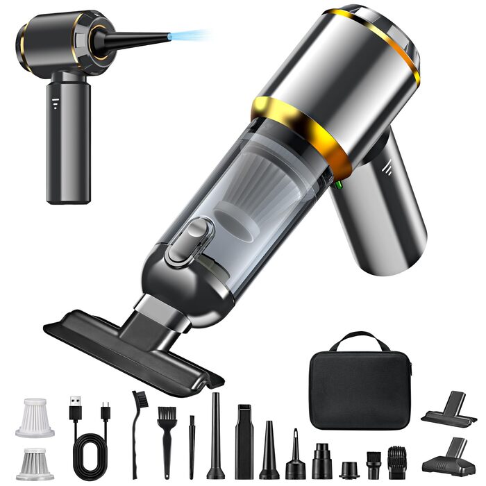 Акумуляторний ручний пилосос 4-в-1 для авто та дому, безщітковий двигун 28000Па, 3 режими потужності, міні-пилосос для офісу та кухні