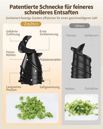 Шовковий відцентровий соковичавник для овочів та фруктів MP-802M XXL – Тест-переможець, 128 мм завантажувальний отвір, холодний віджим, 300W, висока вихідність соку, тихий та легкий у чищенні, для горіхового молока та фруктового морозива