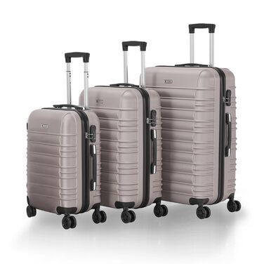 Набір валіз Juskys Hartschale 3-в-1 з кодовим замком, тихими колесами 360°, телескопічною ручкою, легкий, колір шампань