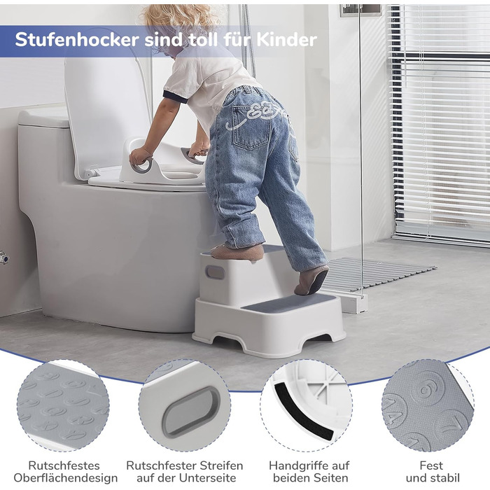 Унітаз дитячий з драбинкою та підставкою Deanic (Сірий) для дітей від 1 до 6 років + 2 подушки та щітка